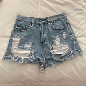 Distressed Denim Shorts